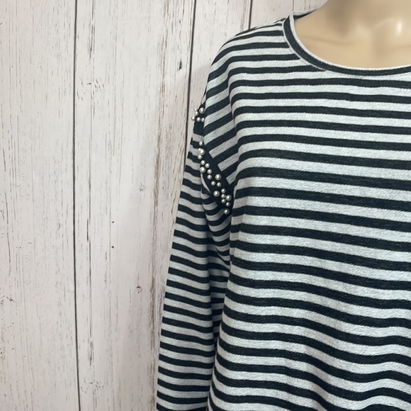 Lane Bryant Striped Top with Pearl Accents - Picture 4 of 9
